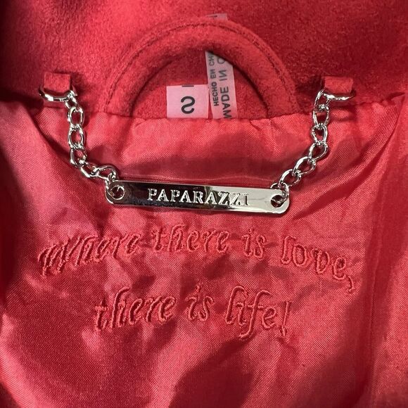 Paparazza red faux suede moto jacket Size Small - Picture 3 of 4